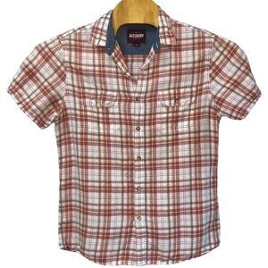 Alesbury Men’s Slim Fit Short Sleeve Button Down Plaid Shirt   Sz M‎